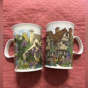 DUNOON 2PC Lot SUE SCULLARD Manor Houses Coffee Cups *Replacement
